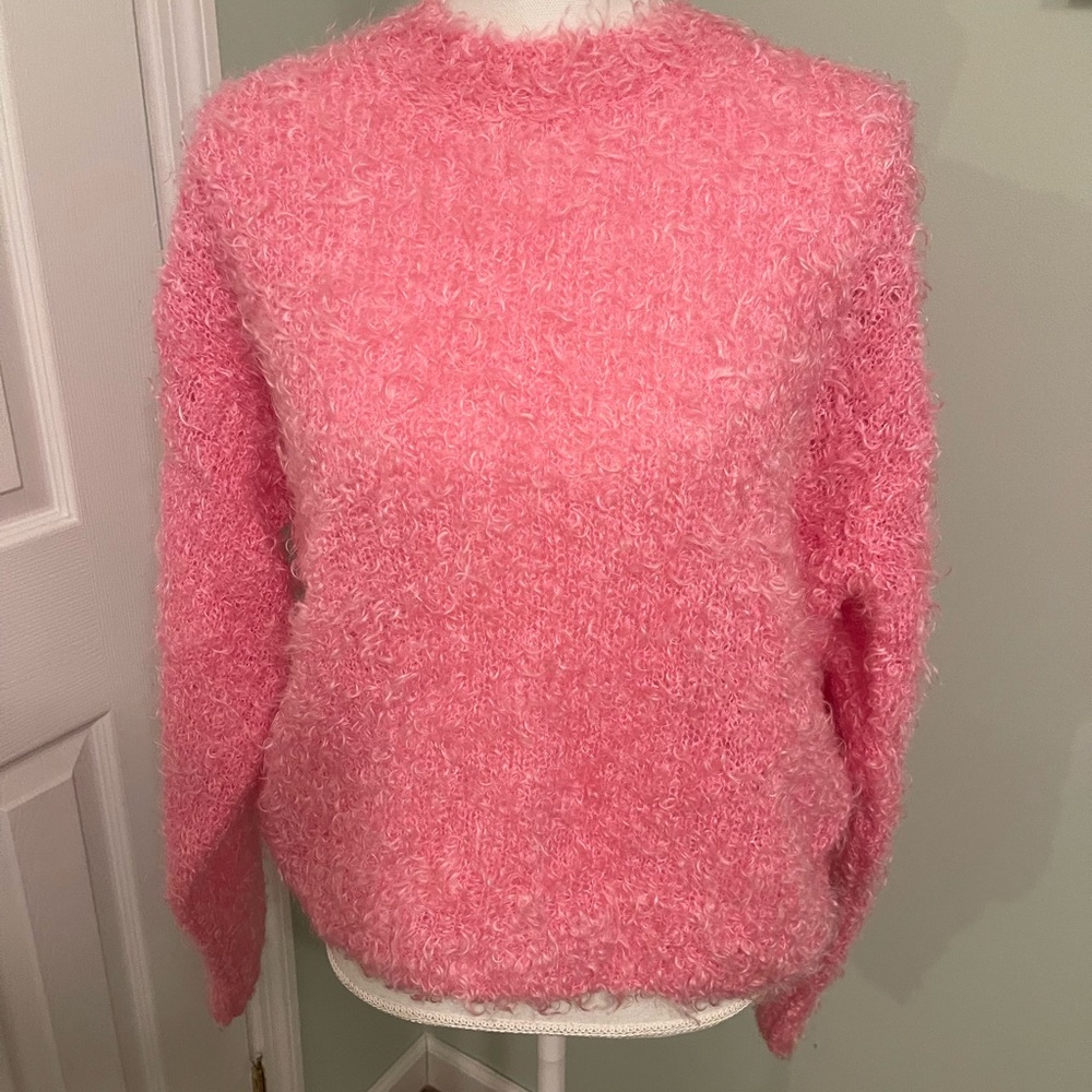 Sally LaPointe Cozy with Pink Fuzzy Sweater